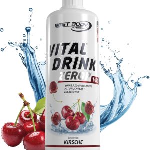 Best Body Nutrition Vital Drink ZEROP® – Cherry Syrup Sugar-Free – 1 L – 1:80 Makes 80 Litres of Ready Drink – Drink Concentrate with Fruit Juice – Taste for Water with Vitamins